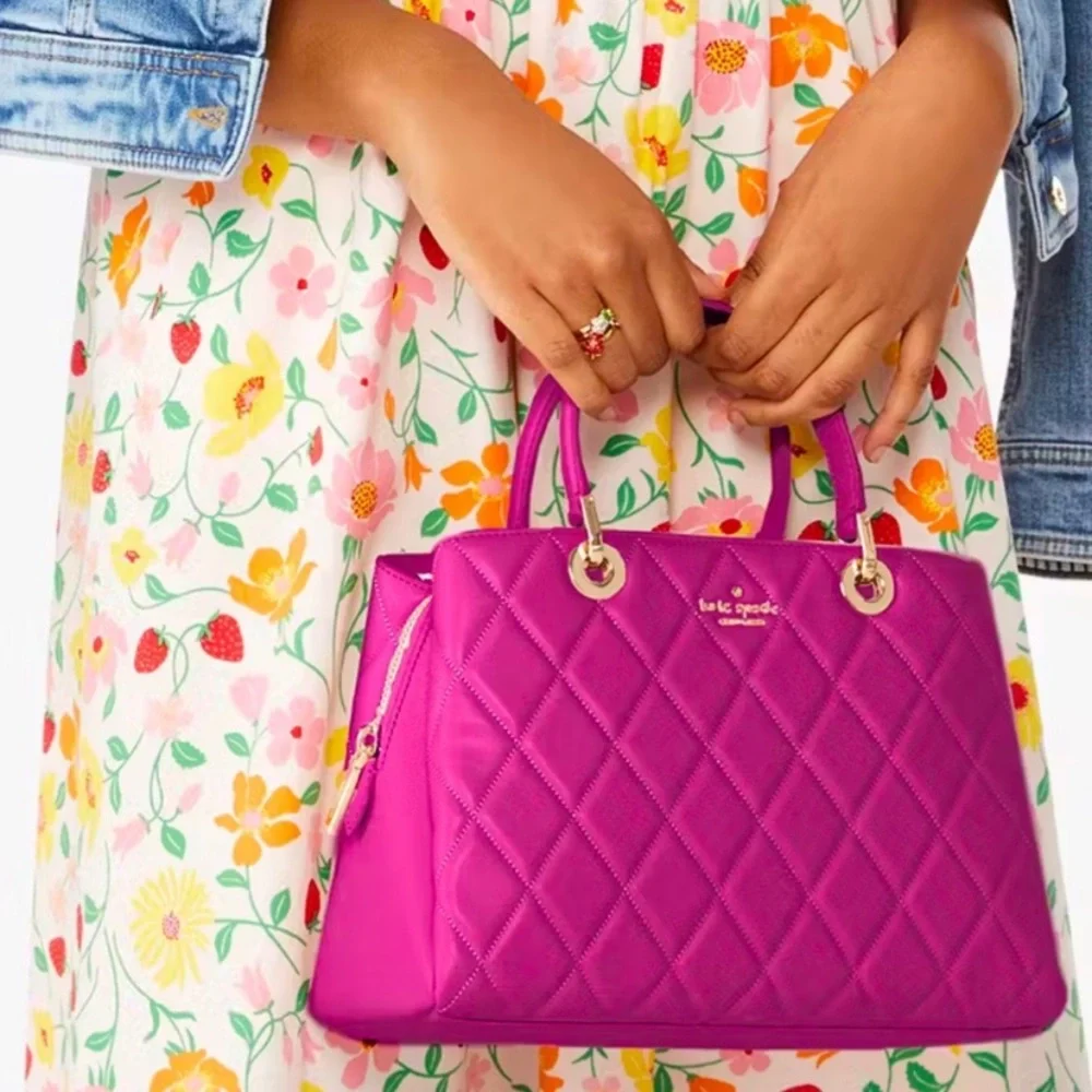 Kate Spade Baja Rose Pink Carey Quilted Sullivan Satchel Bag